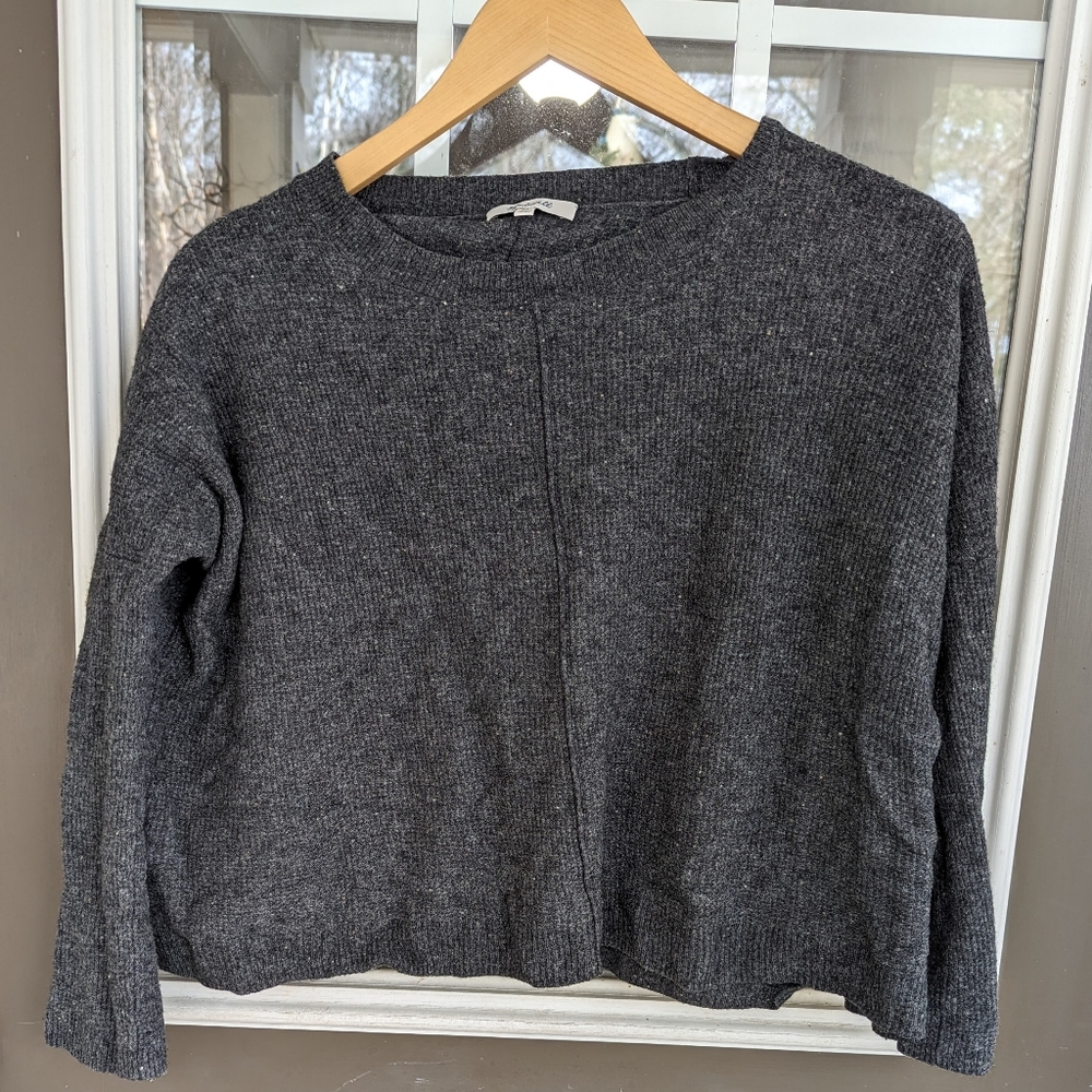Grey Cropped Madewell Lightweight Sweater